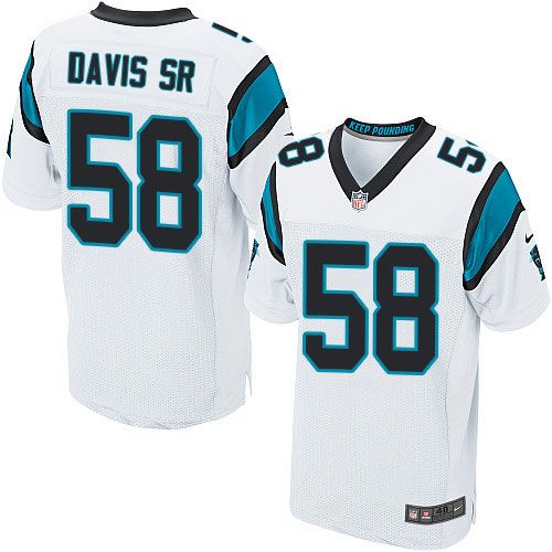 Nike Panthers #58 Thomas Davis Sr White Men's Stitched NFL Elite Jersey - Click Image to Close